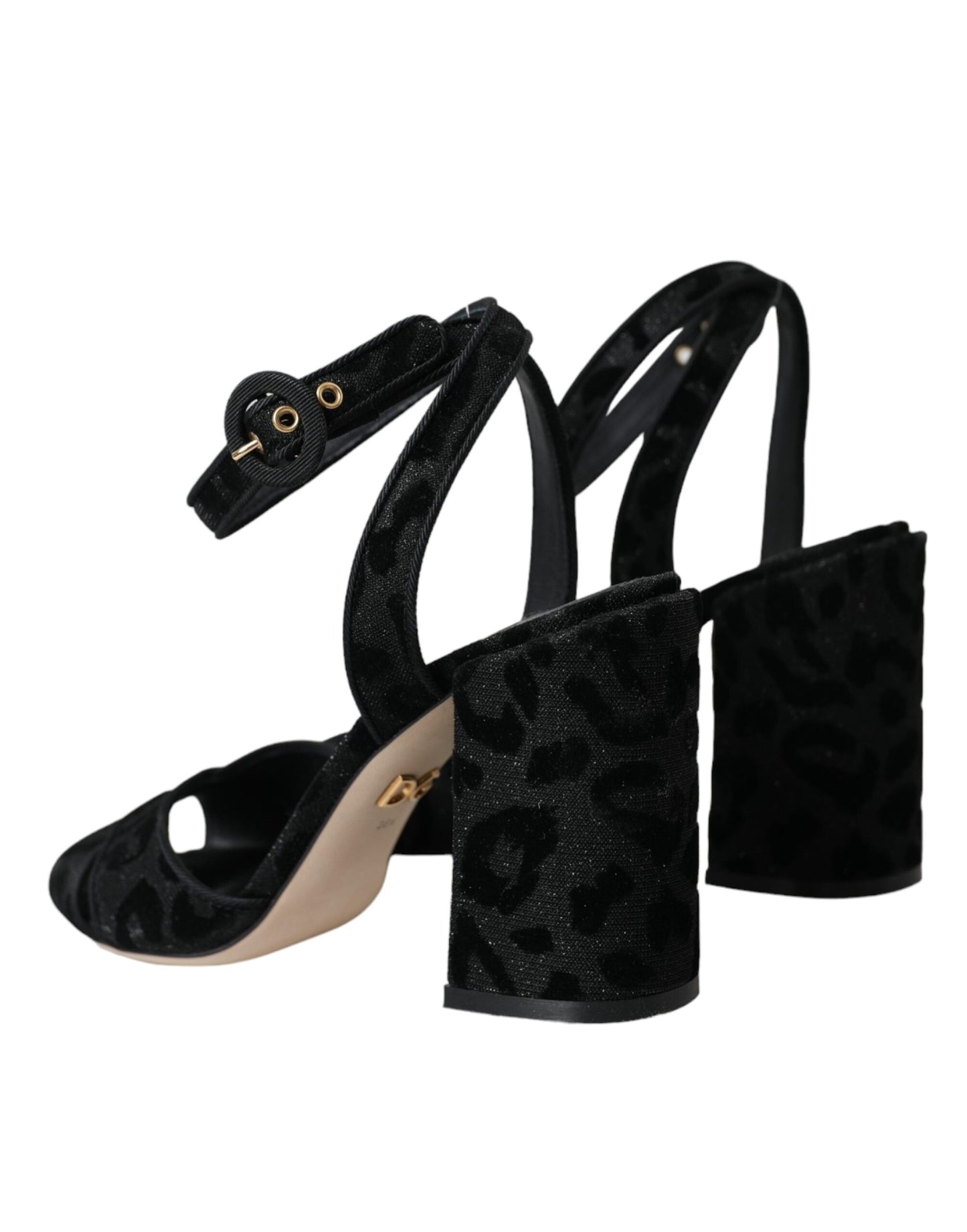 Dolce & Gabbana Schwarz Leopard Wildleder Heels Sandalen Schuhe