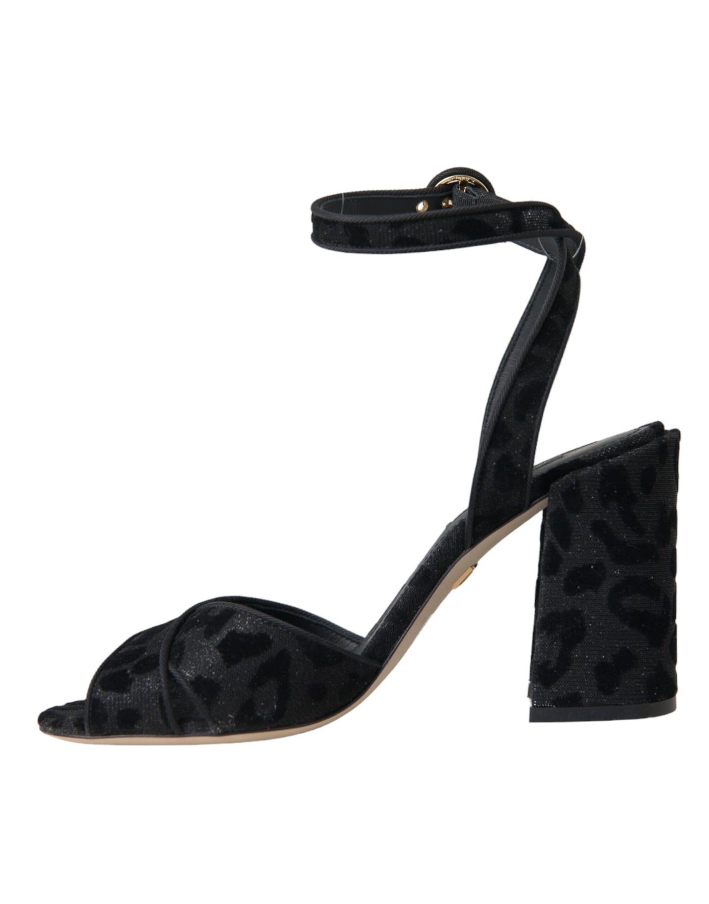 Dolce & Gabbana Schwarz Leopard Wildleder Heels Sandalen Schuhe