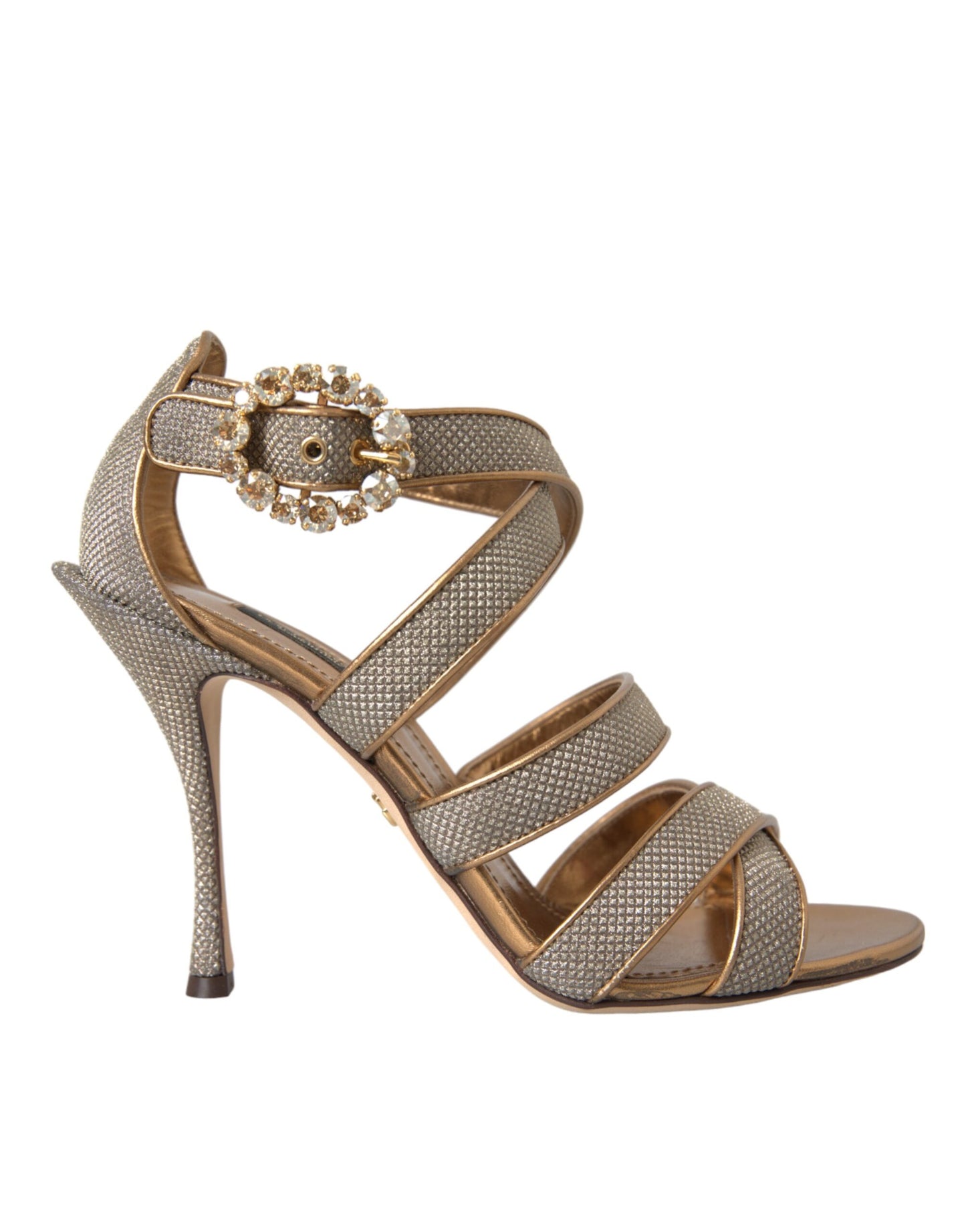 Dolce & Gabbana Bronze Crystal Strap Heels Sandalen Schuhe