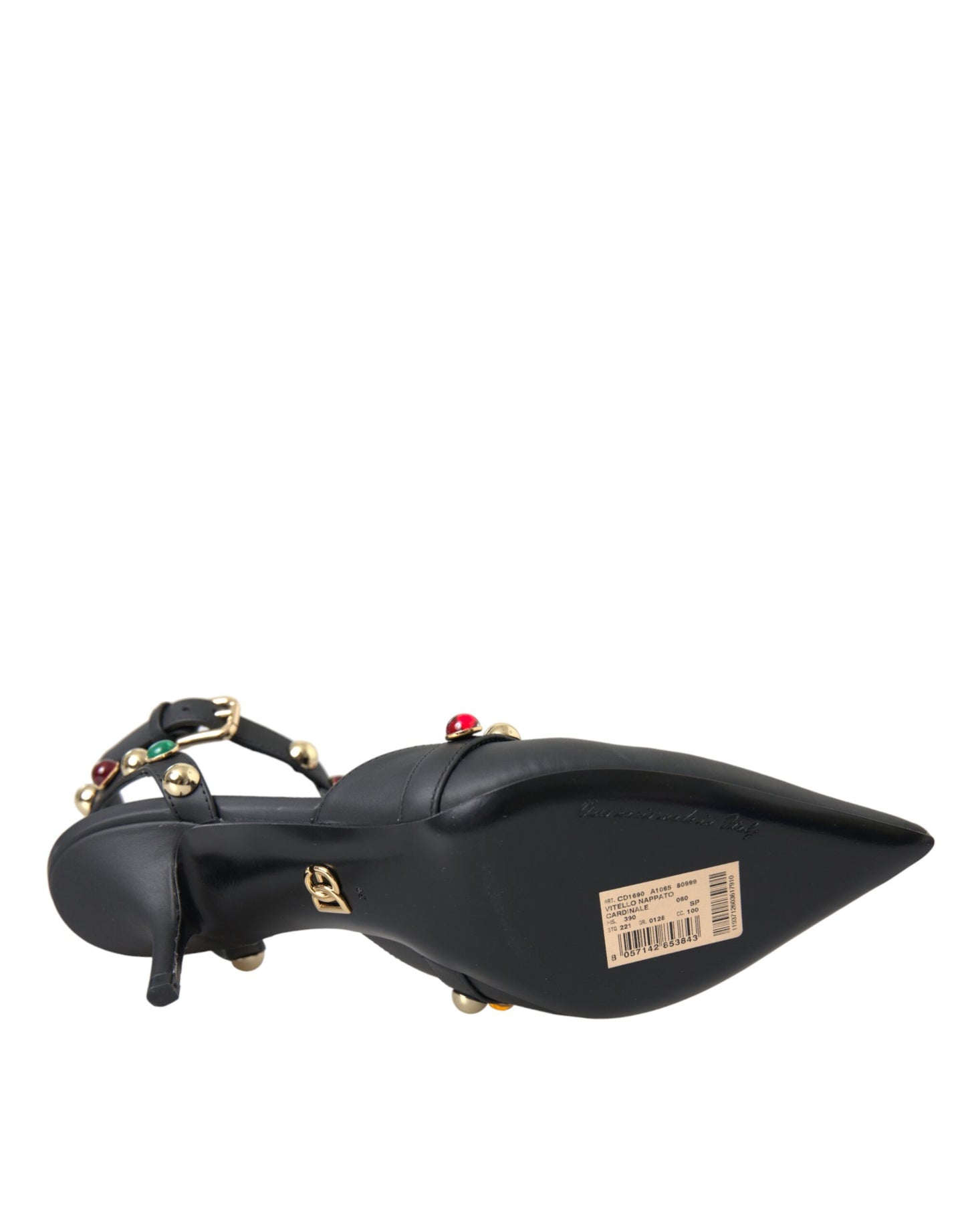 Dolce & Gabbana Schwarze Leder verschönerte Absätze Sandale Schuhe