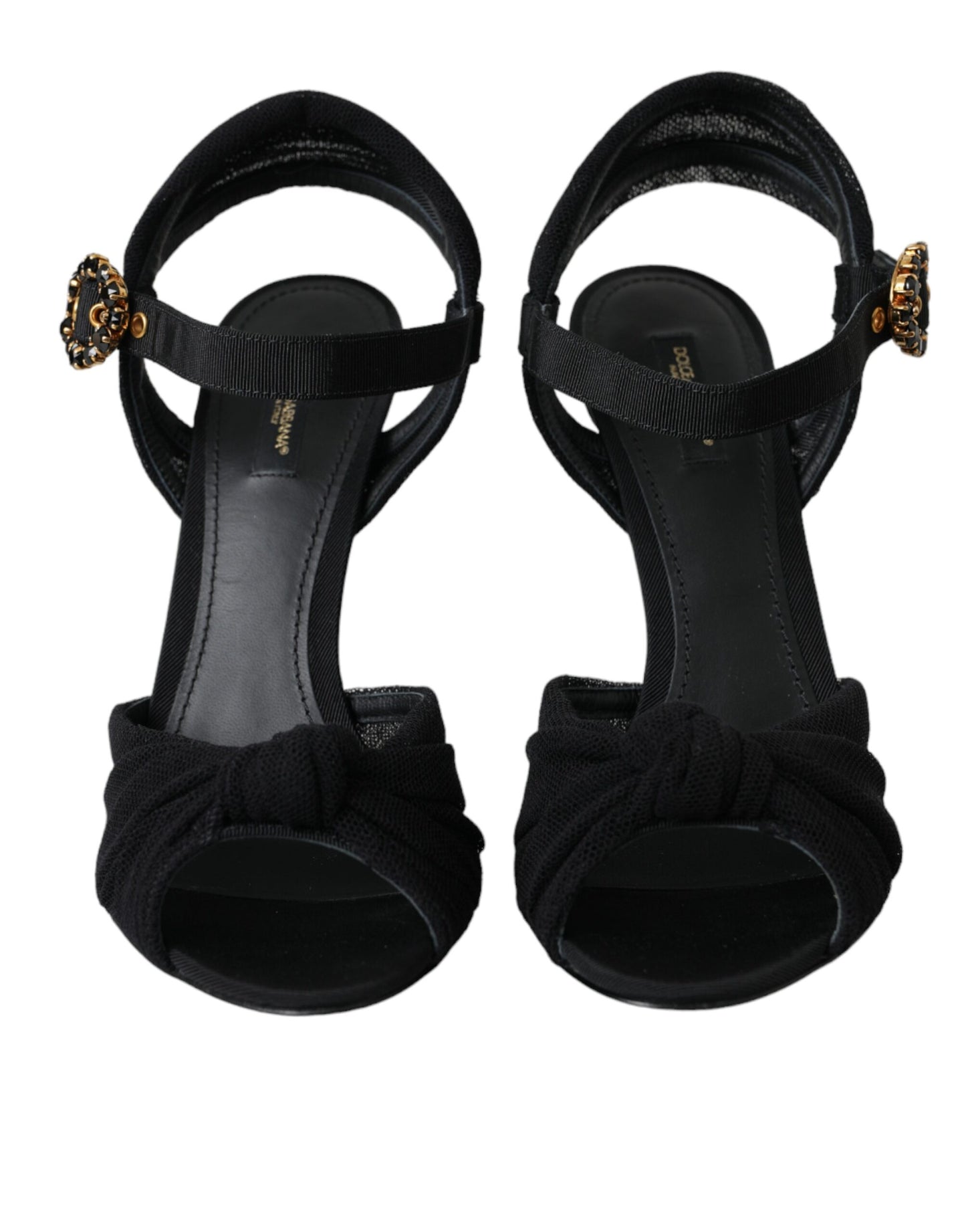 Dolce & Gabbana Schwarz Wildleder Kristalle Keira Sandalen Schuhe