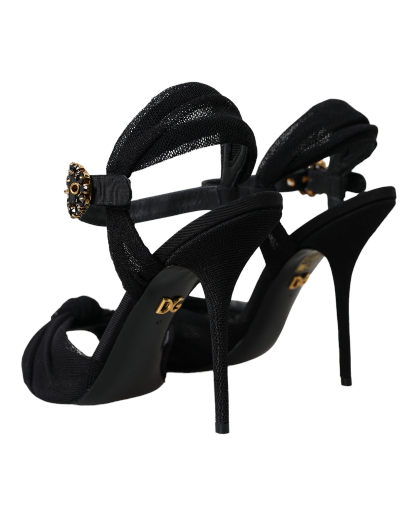 Dolce & Gabbana Schwarz Wildleder Kristalle Keira Sandalen Schuhe