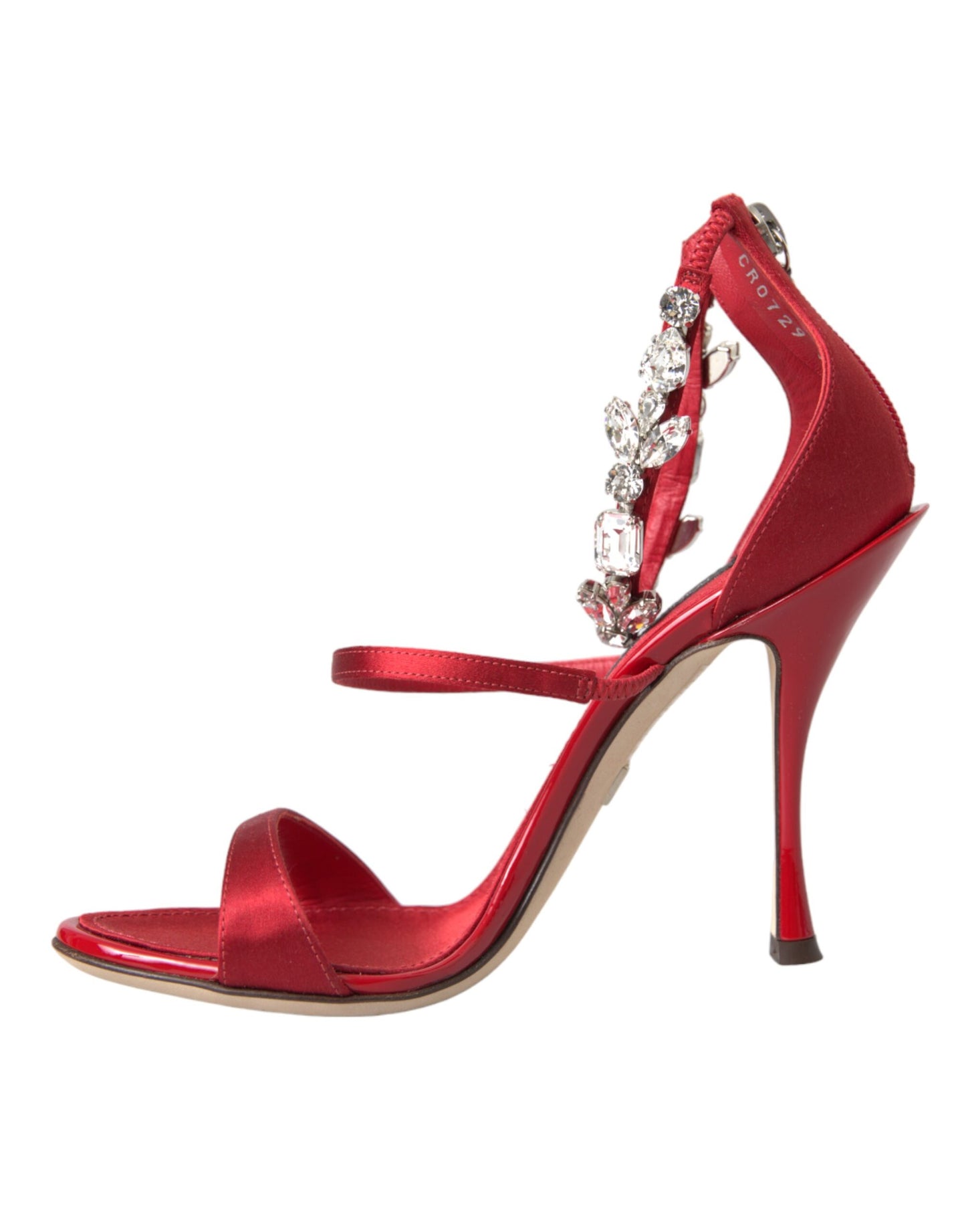 Dolce & Gabbana Rot Keira Satin Kristalle Sandalen Heels Schuhe