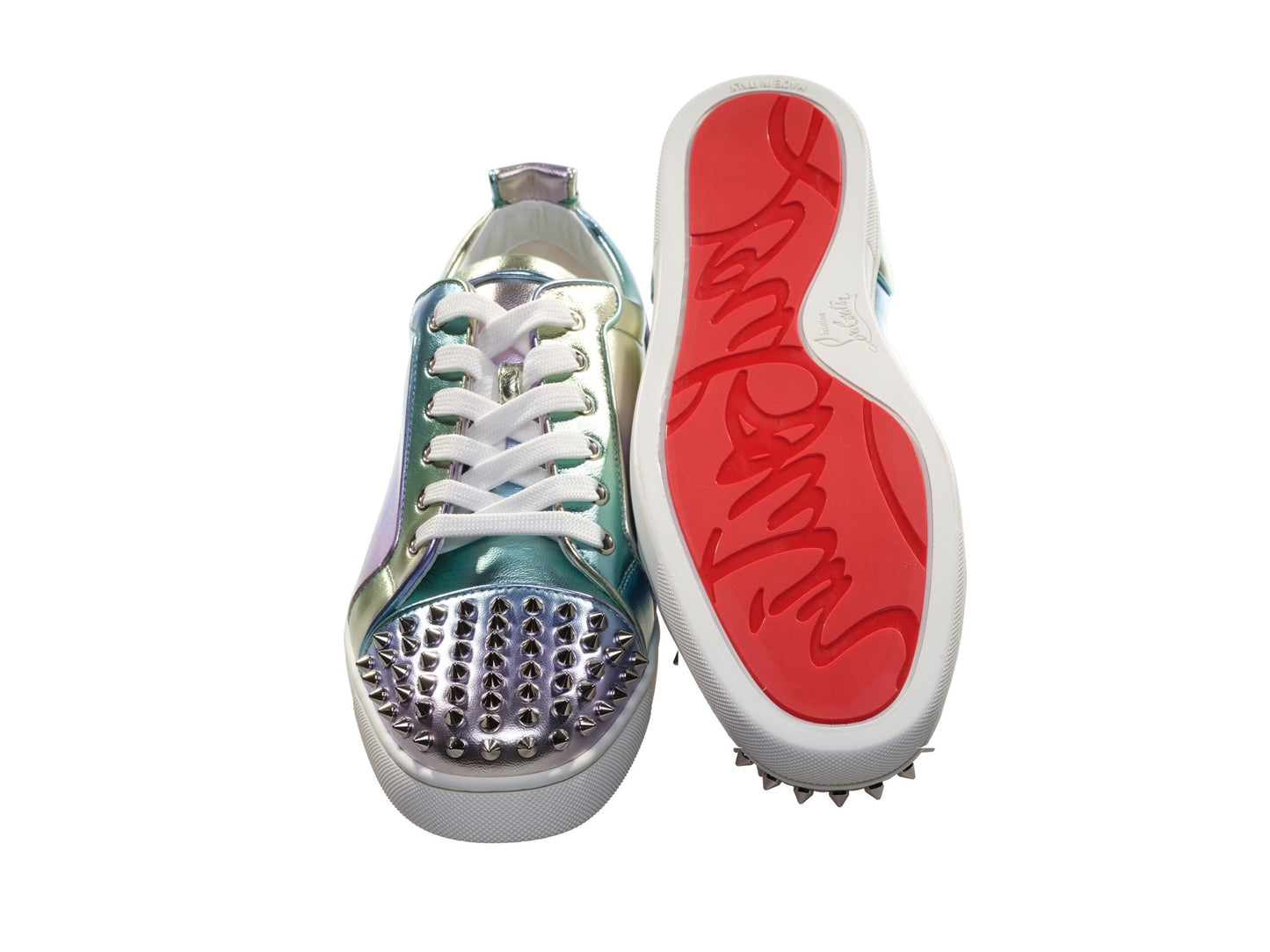 Christian Louboutin Fun Louis Junior Spikes Flache Ombre Laminierte Leder Turnschuhe