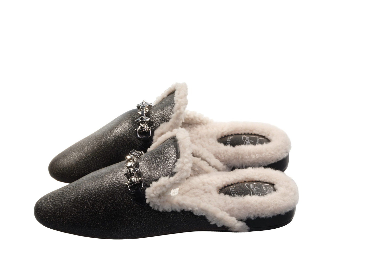 Christian Louboutin Woolito Swing Flache Loafer aus Nappa und Shearling