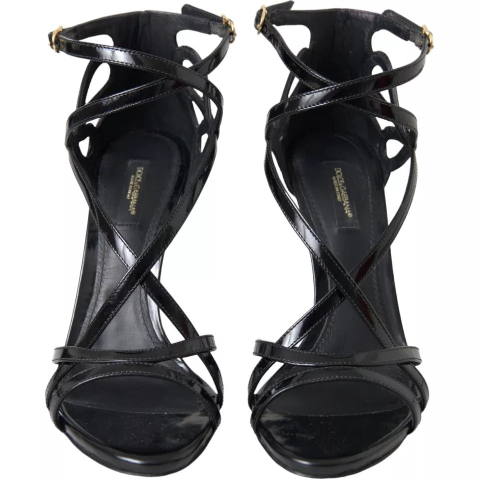 Dolce & Gabbana Schwarz Bellucci Leder Heels Sandalen Schuhe