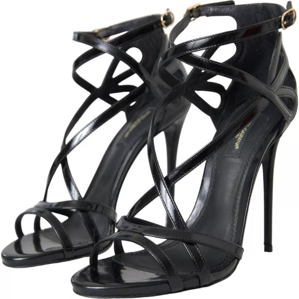 Dolce & Gabbana Schwarz Bellucci Leder Heels Sandalen Schuhe