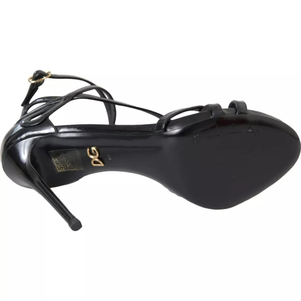 Dolce & Gabbana Schwarz Bellucci Leder Heels Sandalen Schuhe