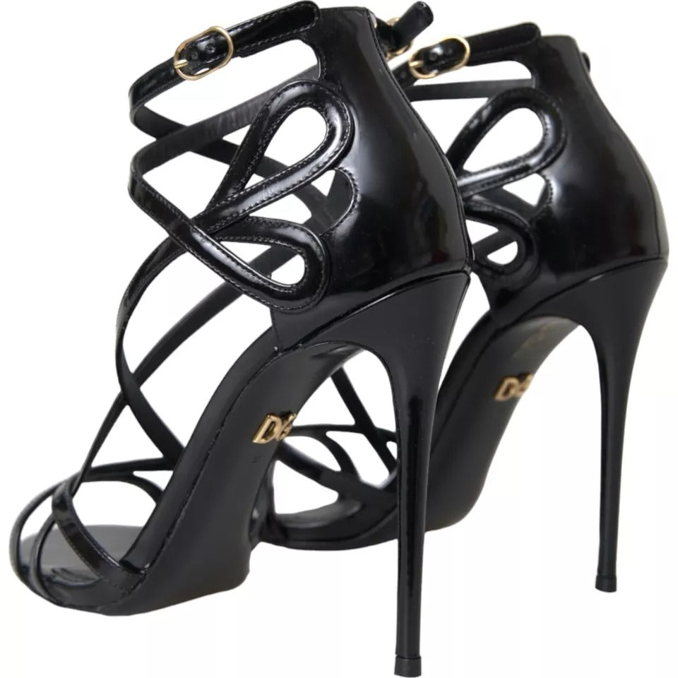 Dolce & Gabbana Schwarz Bellucci Leder Heels Sandalen Schuhe