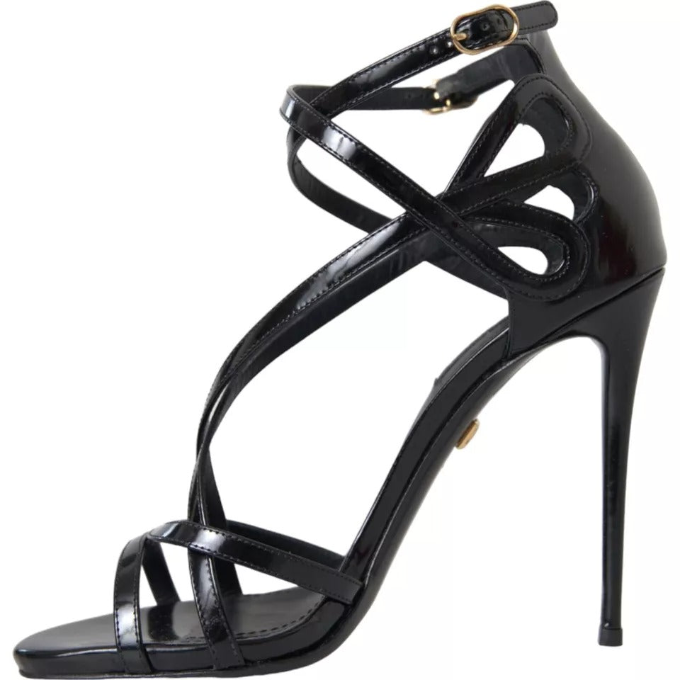 Dolce & Gabbana Schwarz Bellucci Leder Heels Sandalen Schuhe