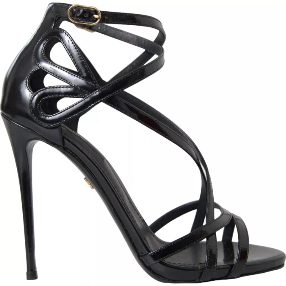 Dolce & Gabbana Schwarz Bellucci Leder Heels Sandalen Schuhe