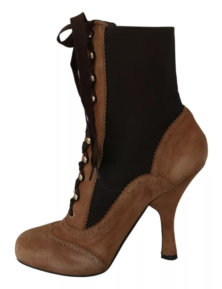 Dolce & Gabbana Braune Stretch-Wildleder-Stiefel Schuhe