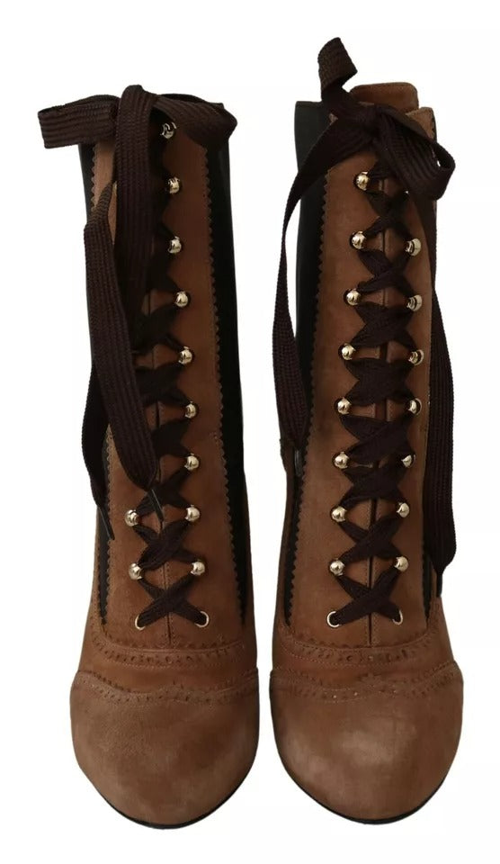 Dolce & Gabbana Braune Stretch-Wildleder-Stiefel Schuhe