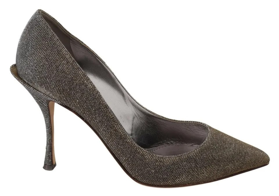 Dolce & Gabbana Gold Silber Absätze Pumps Spitze Zehen Schuhe