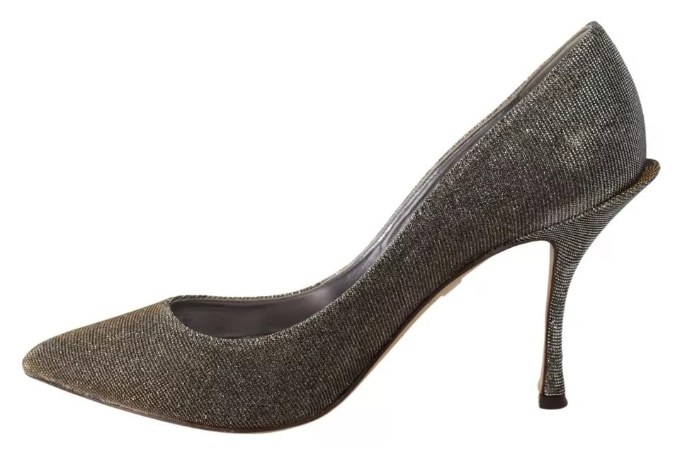 Dolce & Gabbana Gold Silber Absätze Pumps Spitze Zehen Schuhe