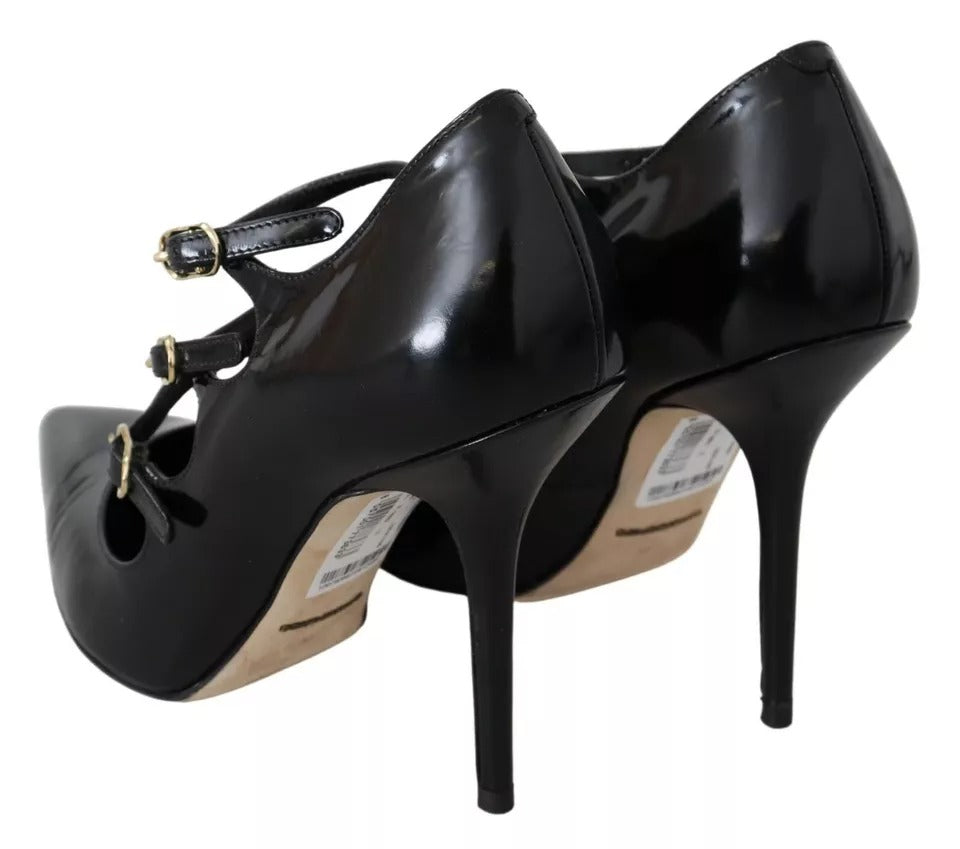 Dolce & Gabbana Schwarz Leder Knöchelriemen Heels Pumps Schuhe