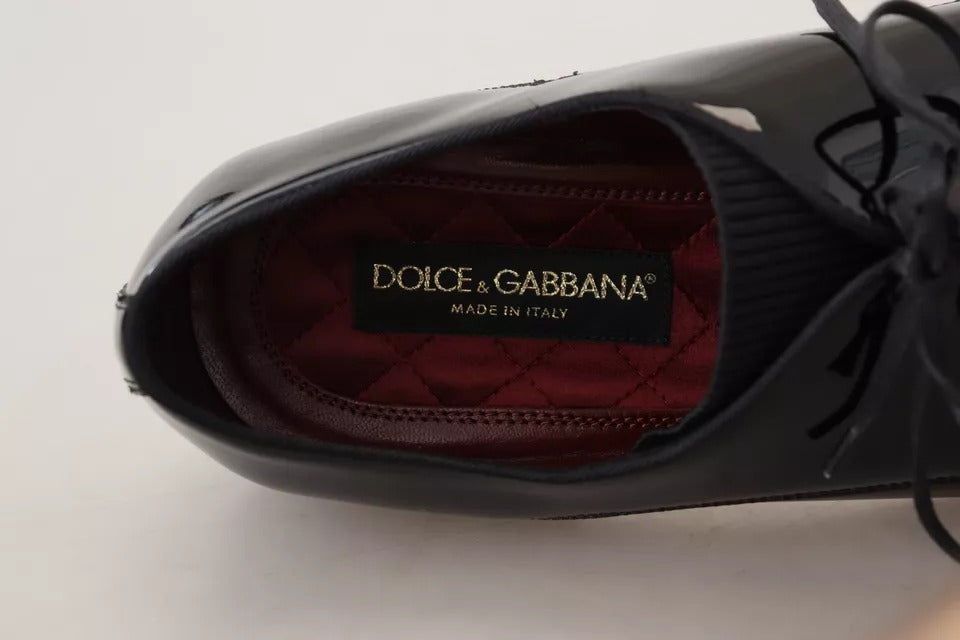 Dolce & Gabbana Schwarze Derby-Schuhe aus Lackleder