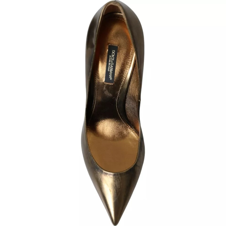 Dolce & Gabbana Bronze Leder verschönert Heels Pumps Schuhe