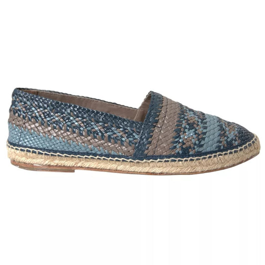 Dolce & Gabbana Blaugraue gewebte Leder Espadrille-Schuhe von Buffalo