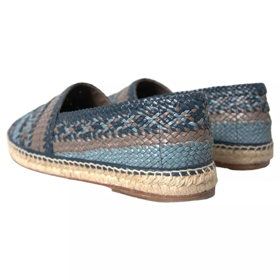 Dolce & Gabbana Blaugraue gewebte Leder Espadrille-Schuhe von Buffalo