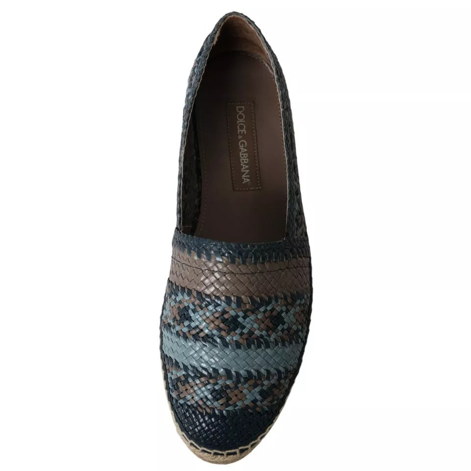 Dolce & Gabbana Blaugraue gewebte Leder Espadrille-Schuhe von Buffalo