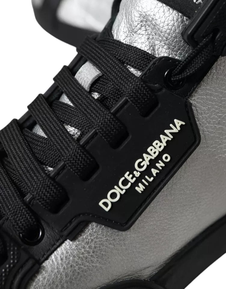 Dolce & Gabbana Schwarz Silber Logo Mid Top Männer Turnschuhe Schuhe