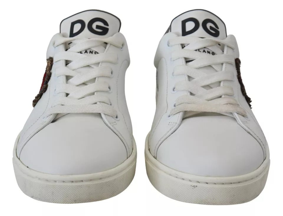 Dolce & Gabbana Weiß Leder Herz Low Top Turnschuhe Freizeitschuhe