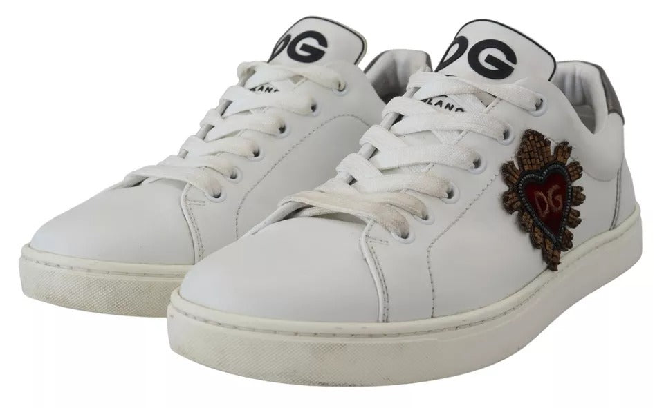 Dolce & Gabbana Weiß Leder Herz Low Top Turnschuhe Freizeitschuhe