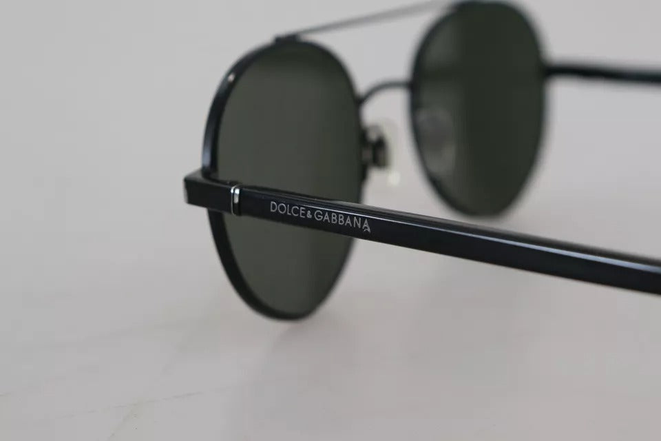 Dolce & Gabbana Mattschwarzer Stahlrahmen mit grünen Gläsern DG2245 Sonnenbrille