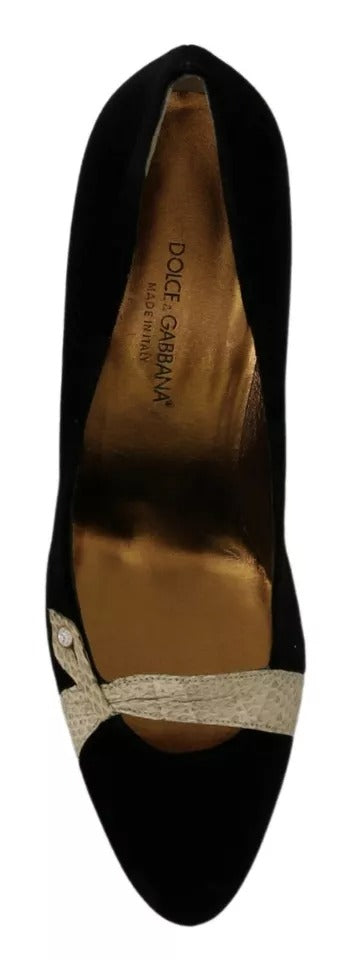 Dolce & Gabbana Schwarzer Samt Ayers High Heels Pumps Schuhe