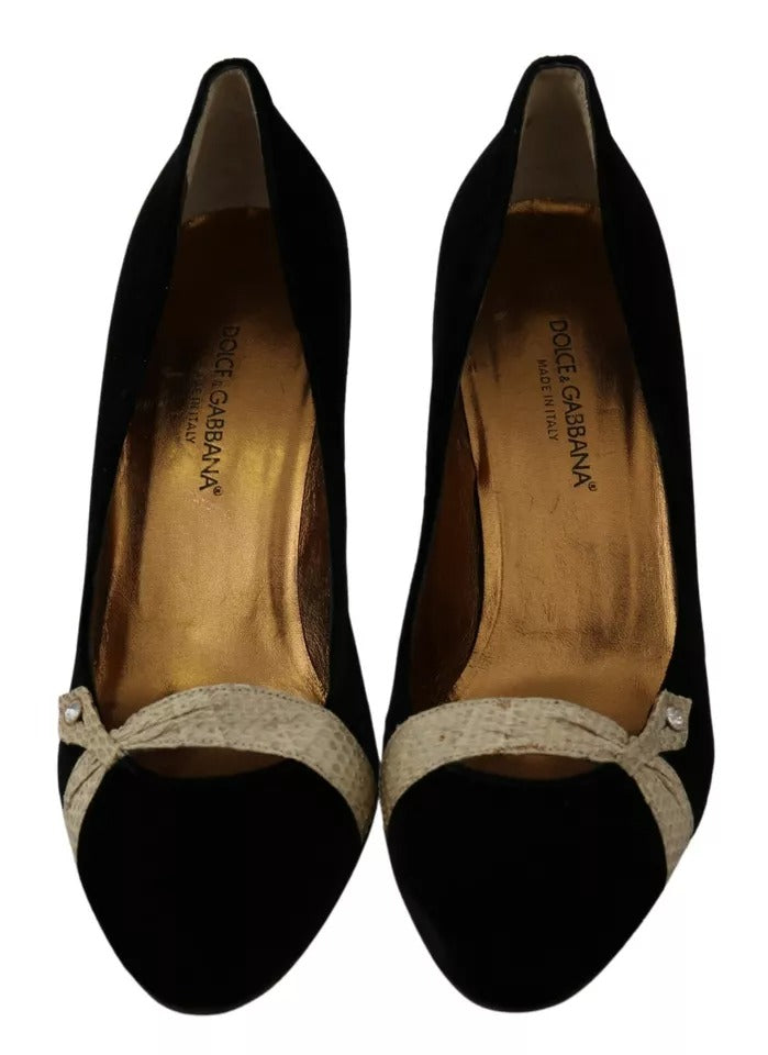 Dolce & Gabbana Schwarzer Samt Ayers High Heels Pumps Schuhe