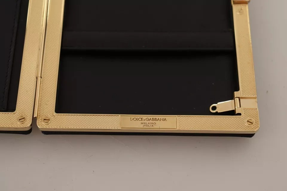 Dolce & Gabbana Schwarz Seide Gold Rahmen Kupplung Abend Party Handtasche