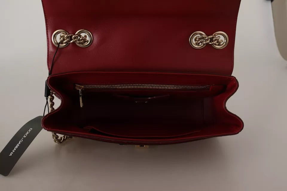 Dolce & Gabbana Rosa Rot Exotische Häute Goldkette Geldbörse LUCIA Ledertasche