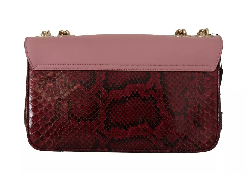 Dolce & Gabbana Rosa Rot Exotische Häute Goldkette Geldbörse LUCIA Ledertasche