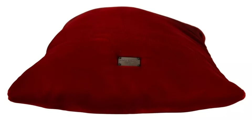 Dolce & Gabbana Rote Samt-Logo-Plakette Frauen Pouch Tasche