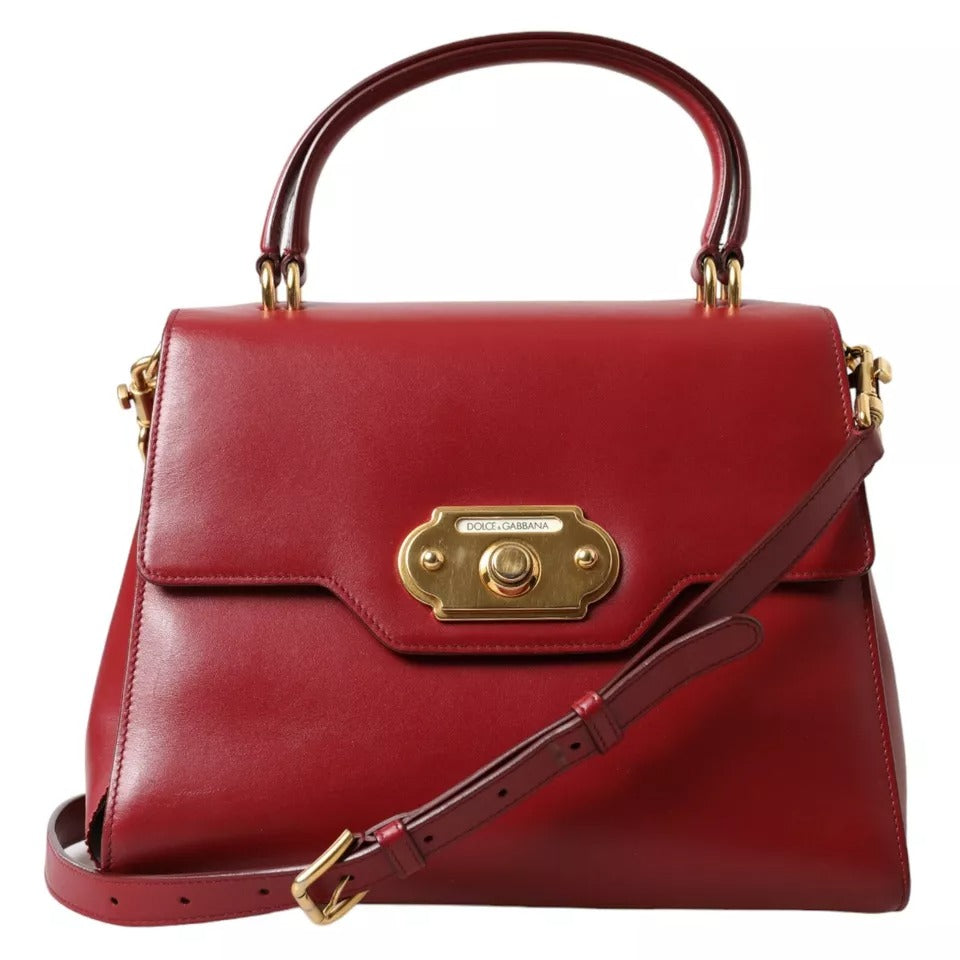 Dolce & Gabbana Rotes Leder Top Handle Crossbody WELCOME Umhängetasche