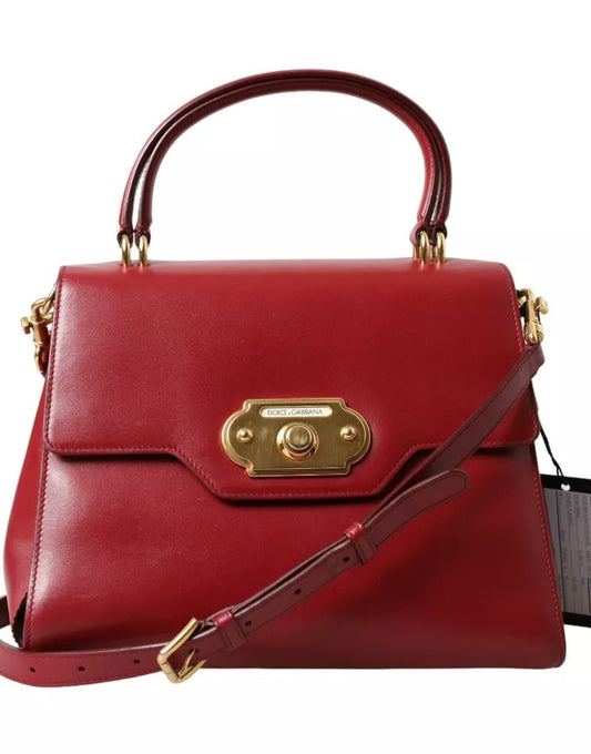 Dolce & Gabbana Rotes Leder Top Handle Crossbody WELCOME Umhängetasche