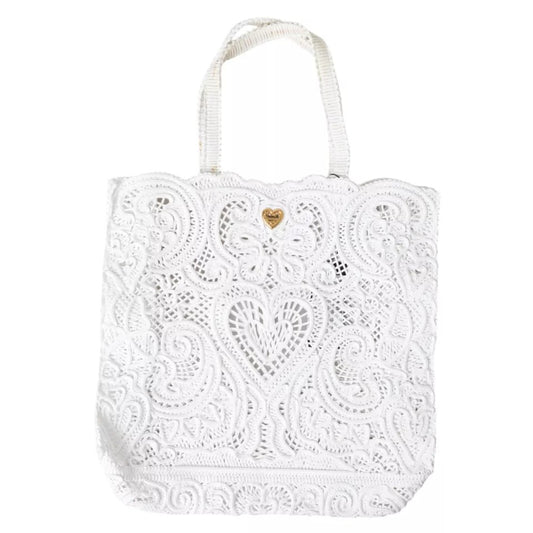 Dolce & Gabbana Beatrice Tote Tasche aus weißer Cordonetto-Spitze