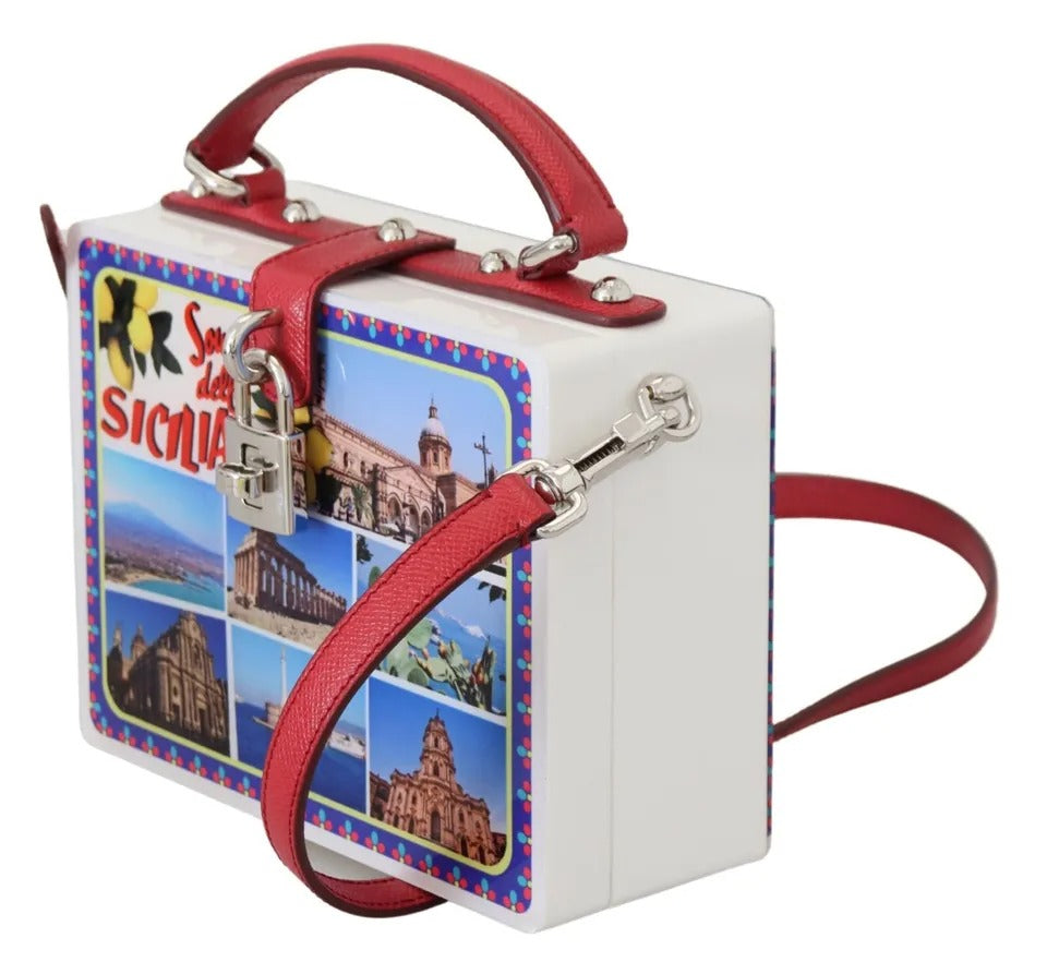 Dolce & Gabbana Weiß Plexi Box Sicilia Square Hand Umhängetasche Tasche