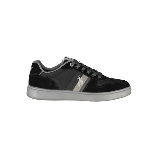 U.S. POLO ASSN. Schlichte schwarze Schnürsenkel-Sneakers mit kontrastierenden Details