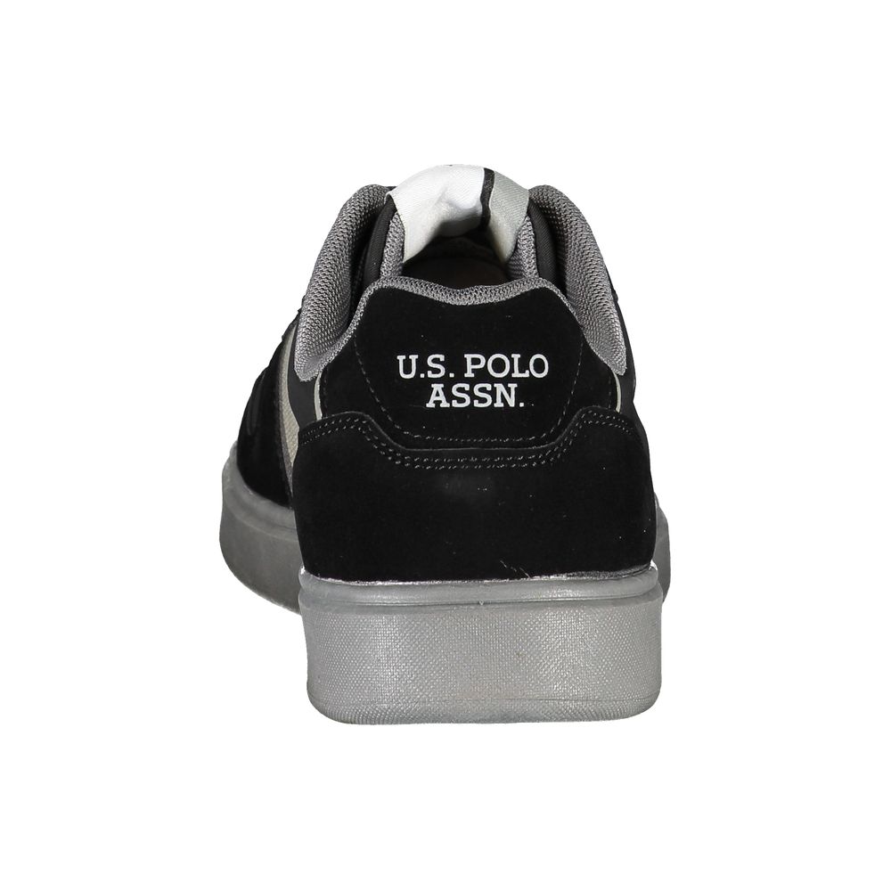 U.S. POLO ASSN. Schlichte schwarze Schnürsenkel-Sneakers mit kontrastierenden Details