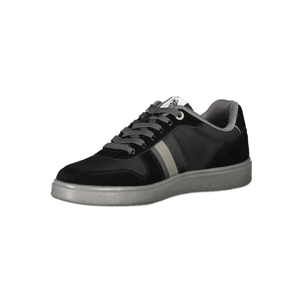 U.S. POLO ASSN. Schlichte schwarze Schnürsenkel-Sneakers mit kontrastierenden Details