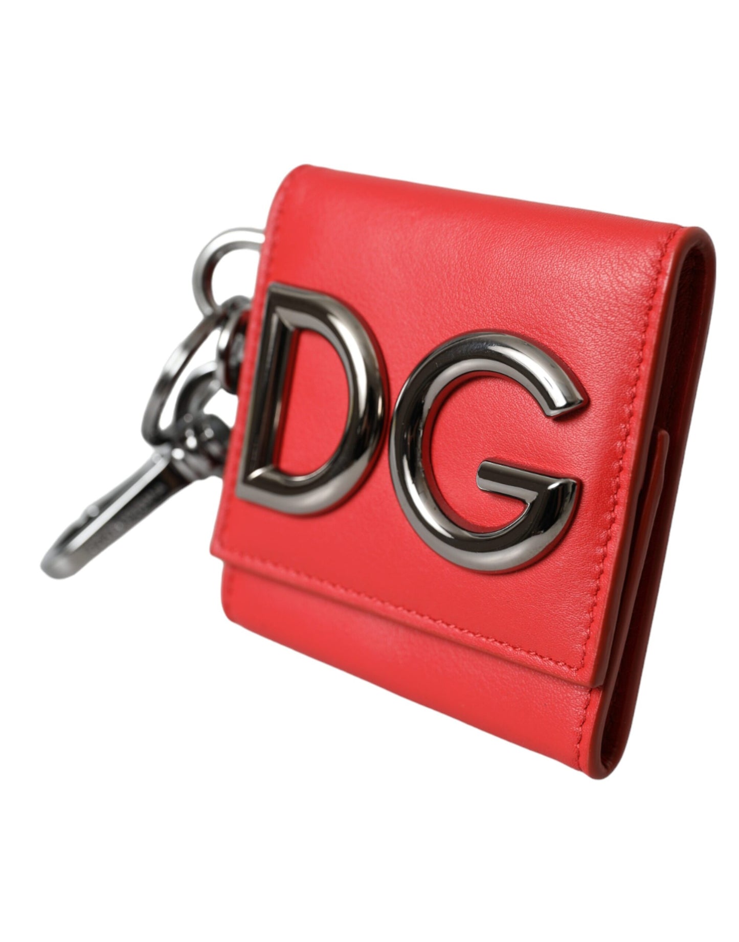 Dolce & Gabbana Rotes Kalbsleder DG Logo Schlüsselanhänger Portemonnaie Geldbörse