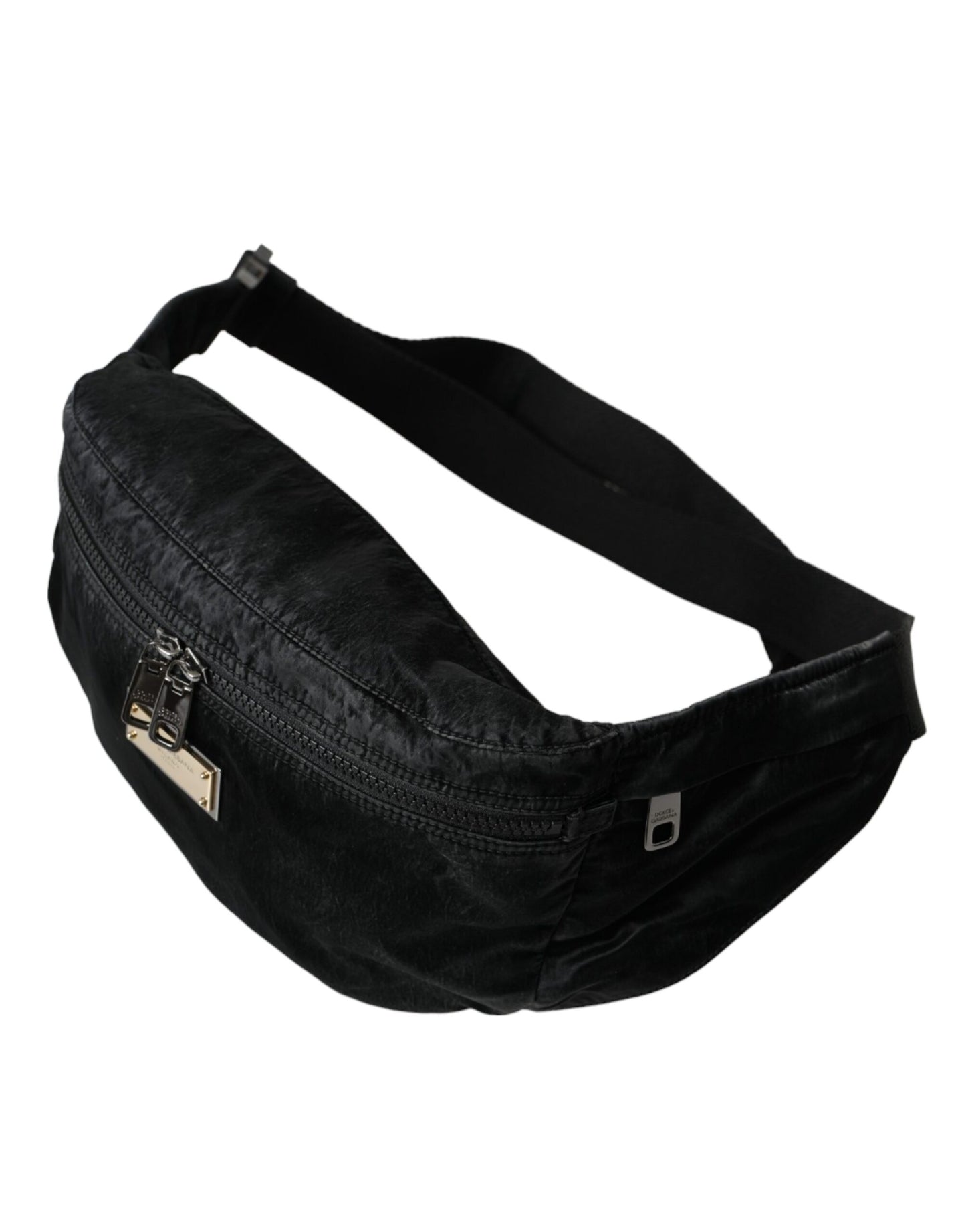 Dolce & Gabbana Schwarzes Nylon Logo Plaque Gürtel Taille Fanny Pack Tasche