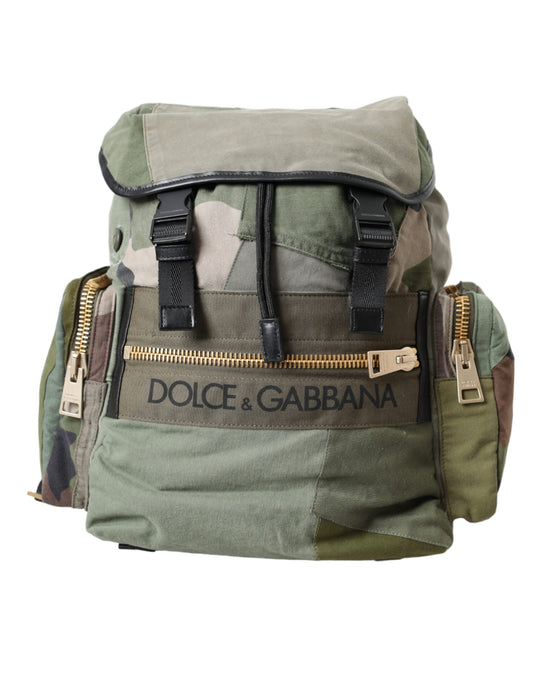 Dolce & Gabbana Militärgrüner Patchwork-Rucksack Rucksack Tasche