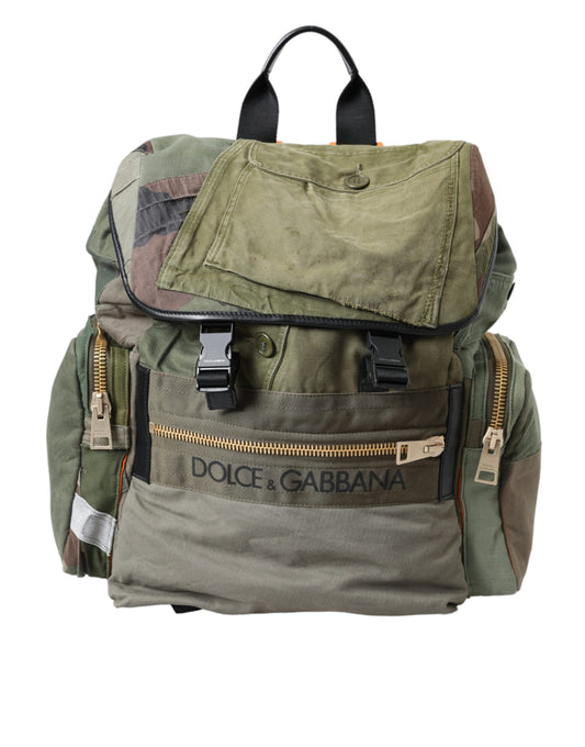 Dolce & Gabbana Militärgrüner Patchwork-Rucksack Rucksack Tasche