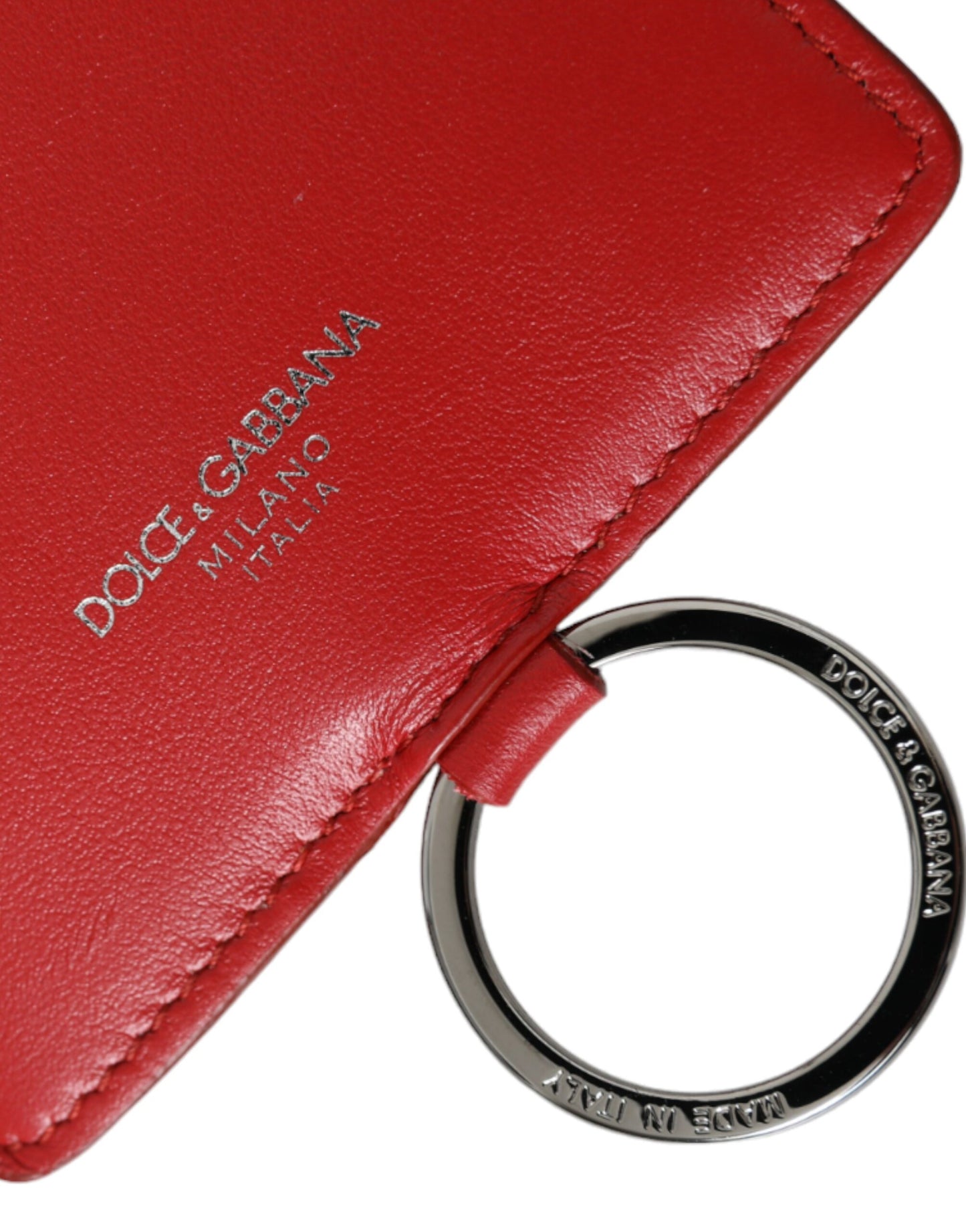 Dolce & Gabbana Rotes Kalbsleder Lanyard Logo Kartenhalter Brieftasche