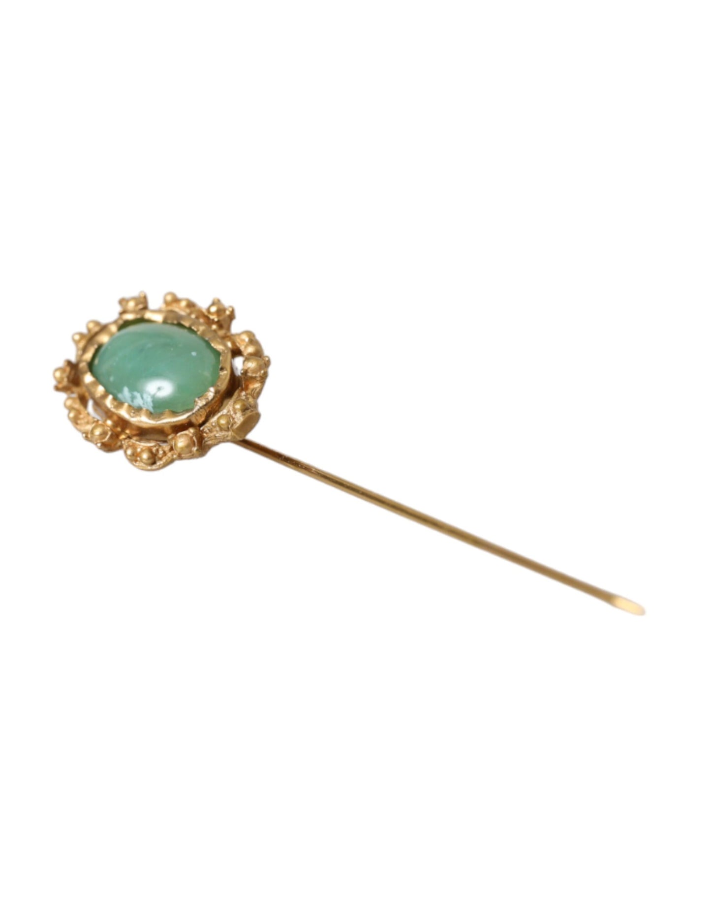 Dolce & Gabbana Gold-Ton Messing Oval Edelstein Männer Pin Brosche