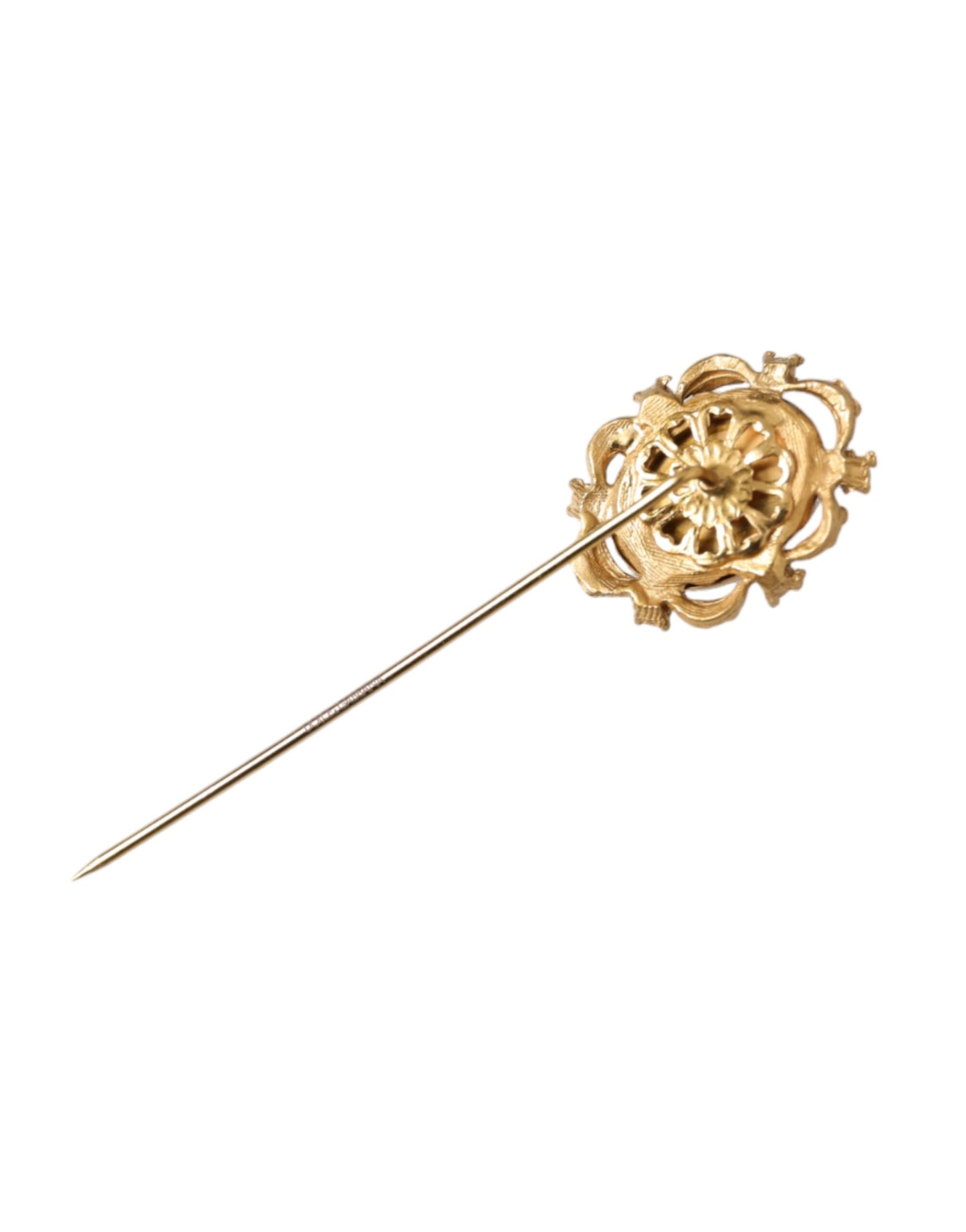 Dolce & Gabbana Gold-Ton Messing Oval Edelstein Männer Pin Brosche