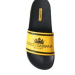 Dolce & Gabbana Schwarz Gelbe Neopren Pantoletten Strandbekleidung Schuhe